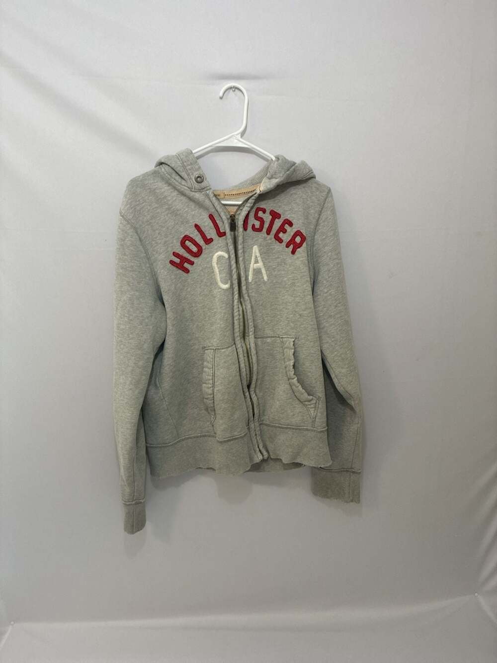 Vintage Y2K Hollister California Full Zip Hoodie Grey Size XL